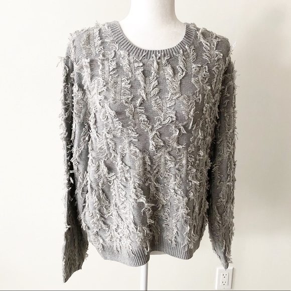 Vince Camuto | Grey Fringe Crewneck Sweater *NWT* - Picture 3 of 8